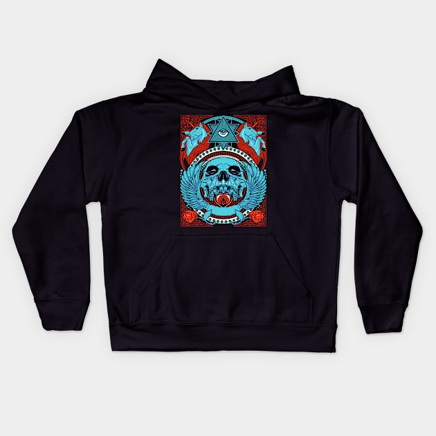 skull with horse and wings Kids Hoodie by MuftiArt